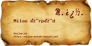 Milos Árpád névjegykártya