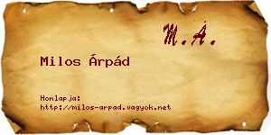 Milos Árpád névjegykártya